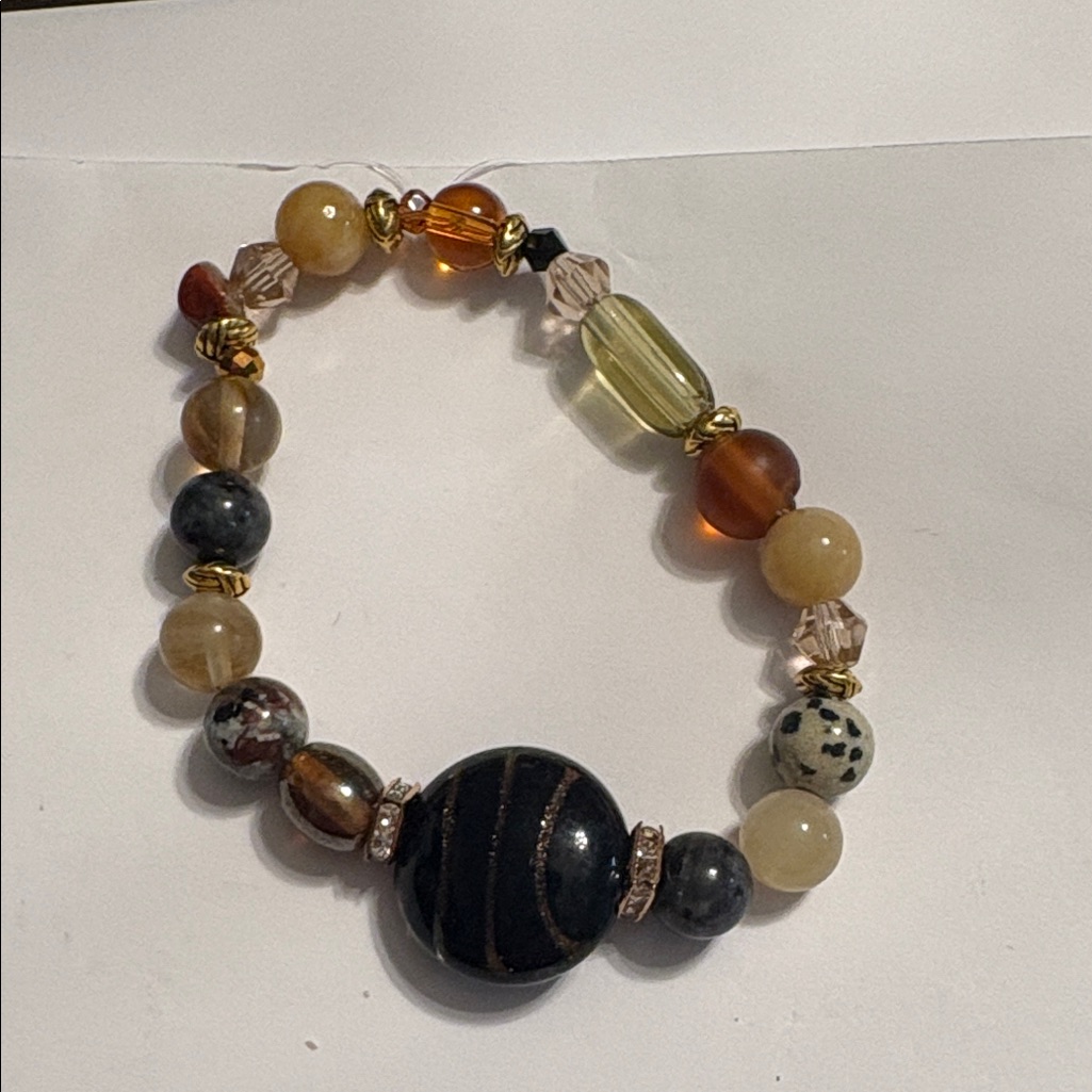 Elegant Earth Tones Multicolor Beaded Bracelet By Sassy Charmer
